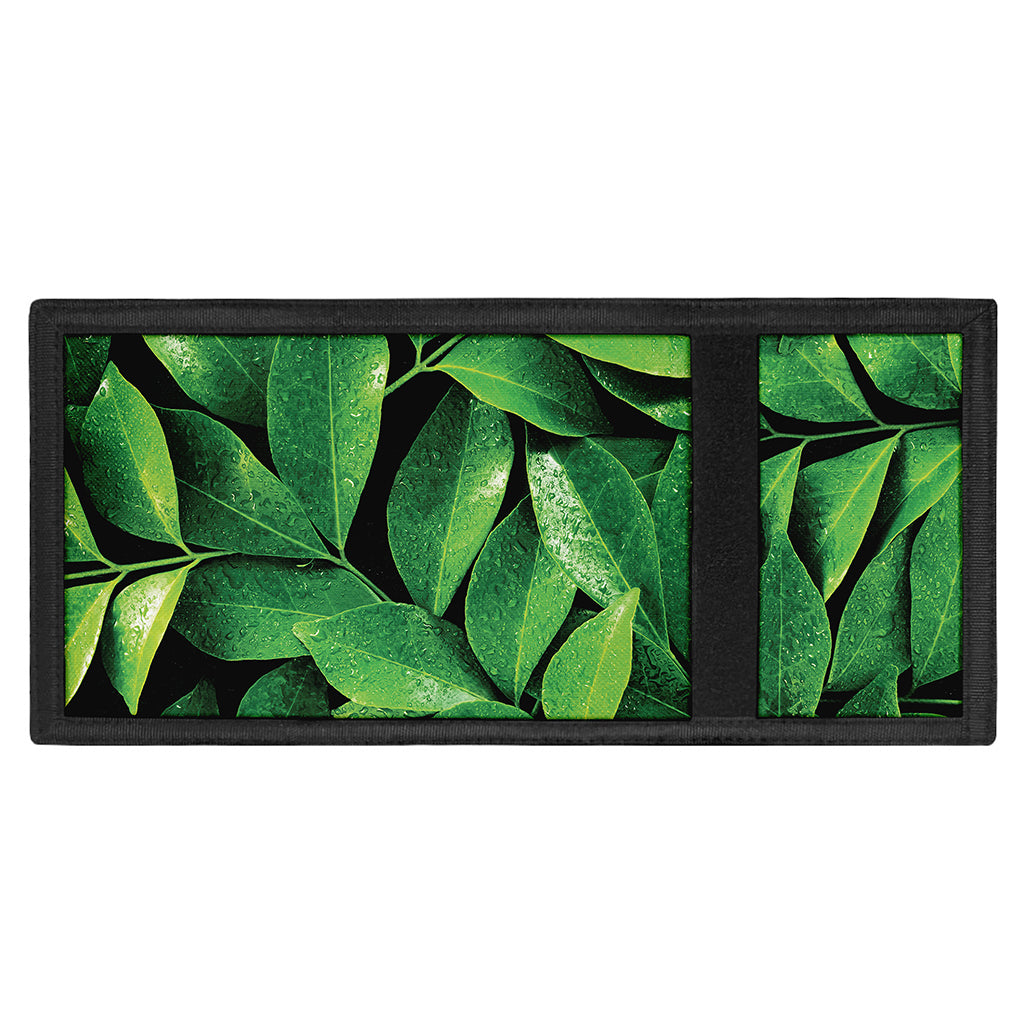 Fresh Green Leaf Print Trifold Wallet