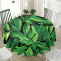 Fresh Green Leaf Print Waterproof Round Tablecloth