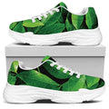 Fresh Green Leaf Print White Chunky Shoes
