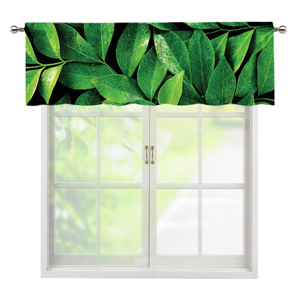 Fresh Green Leaf Print Window Valance