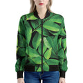 Fresh Green Leaf Print Women's Bomber Jacket