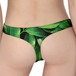 Fresh Green Leaf Print Women's Thong