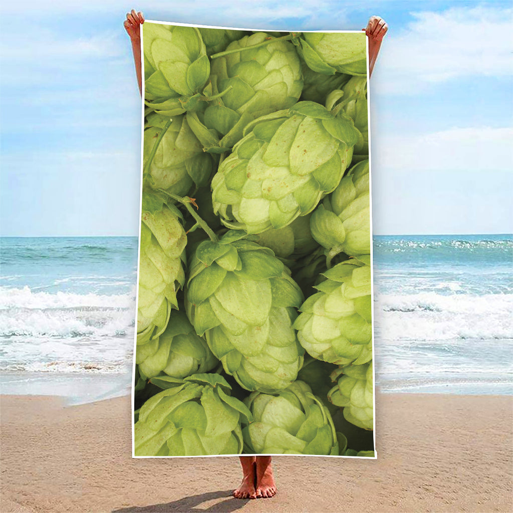 Fresh Hop Cone Print Beach Towel