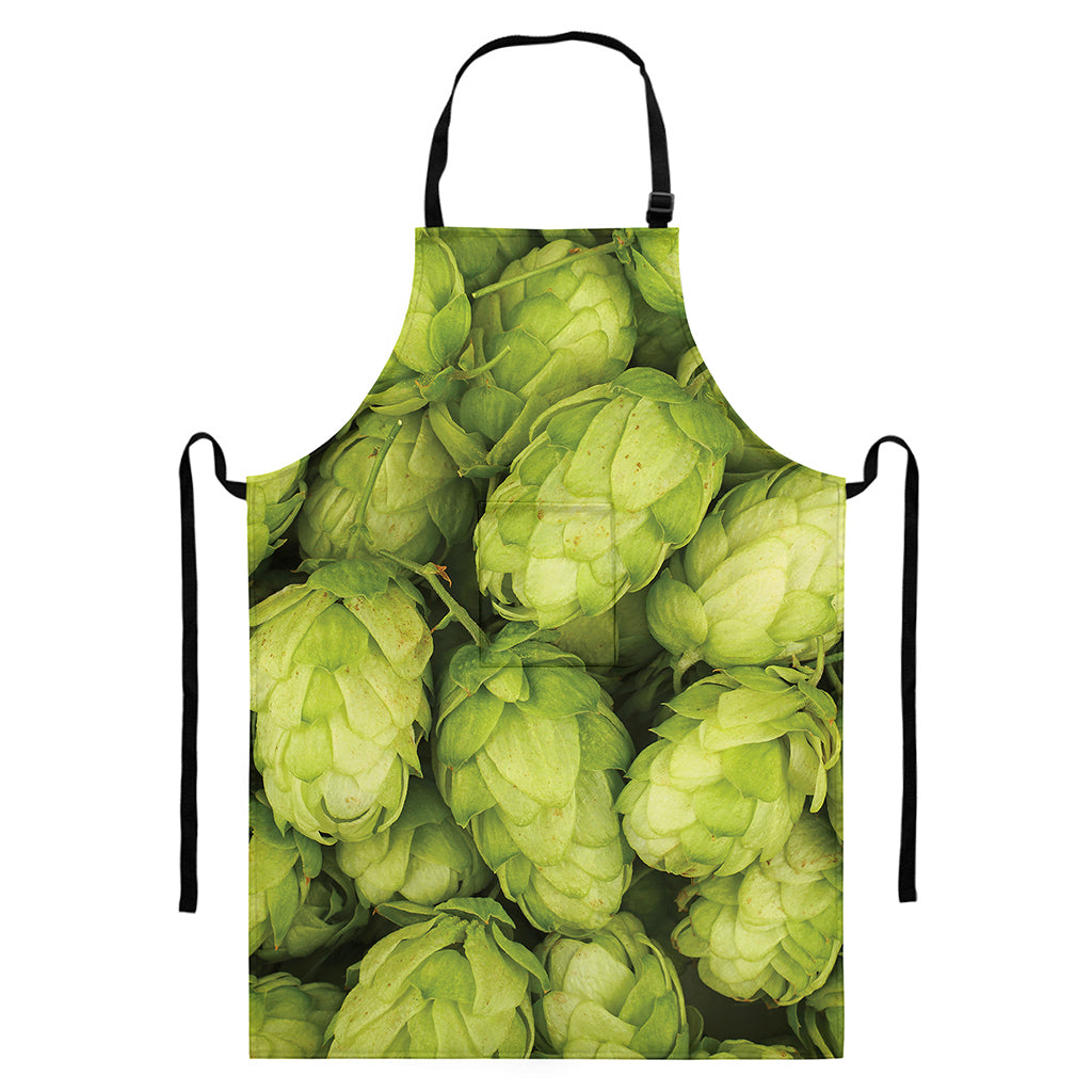 Fresh Hop Cone Print Bib Apron With Pocket