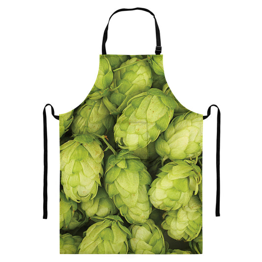 Fresh Hop Cone Print Bib Apron With Pocket