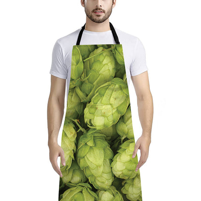 Fresh Hop Cone Print Bib Apron With Pocket