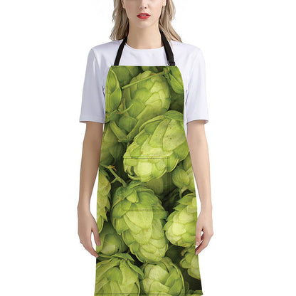 Fresh Hop Cone Print Bib Apron With Pocket