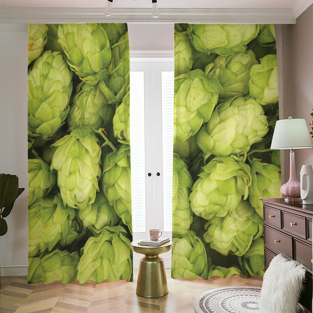 Fresh Hop Cone Print Blackout Pencil Pleat Curtains