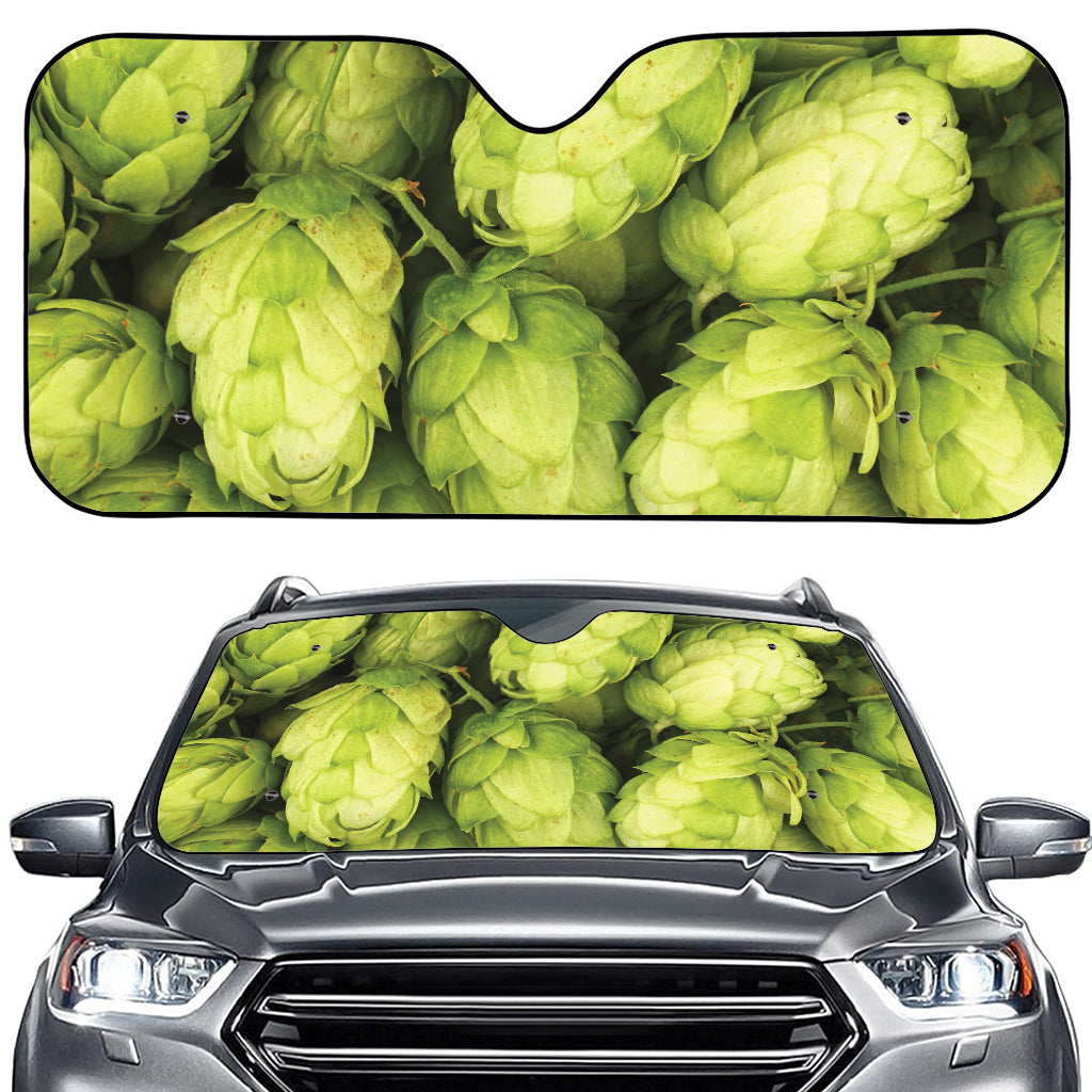 Fresh Hop Cone Print Car Windshield Sun Shade