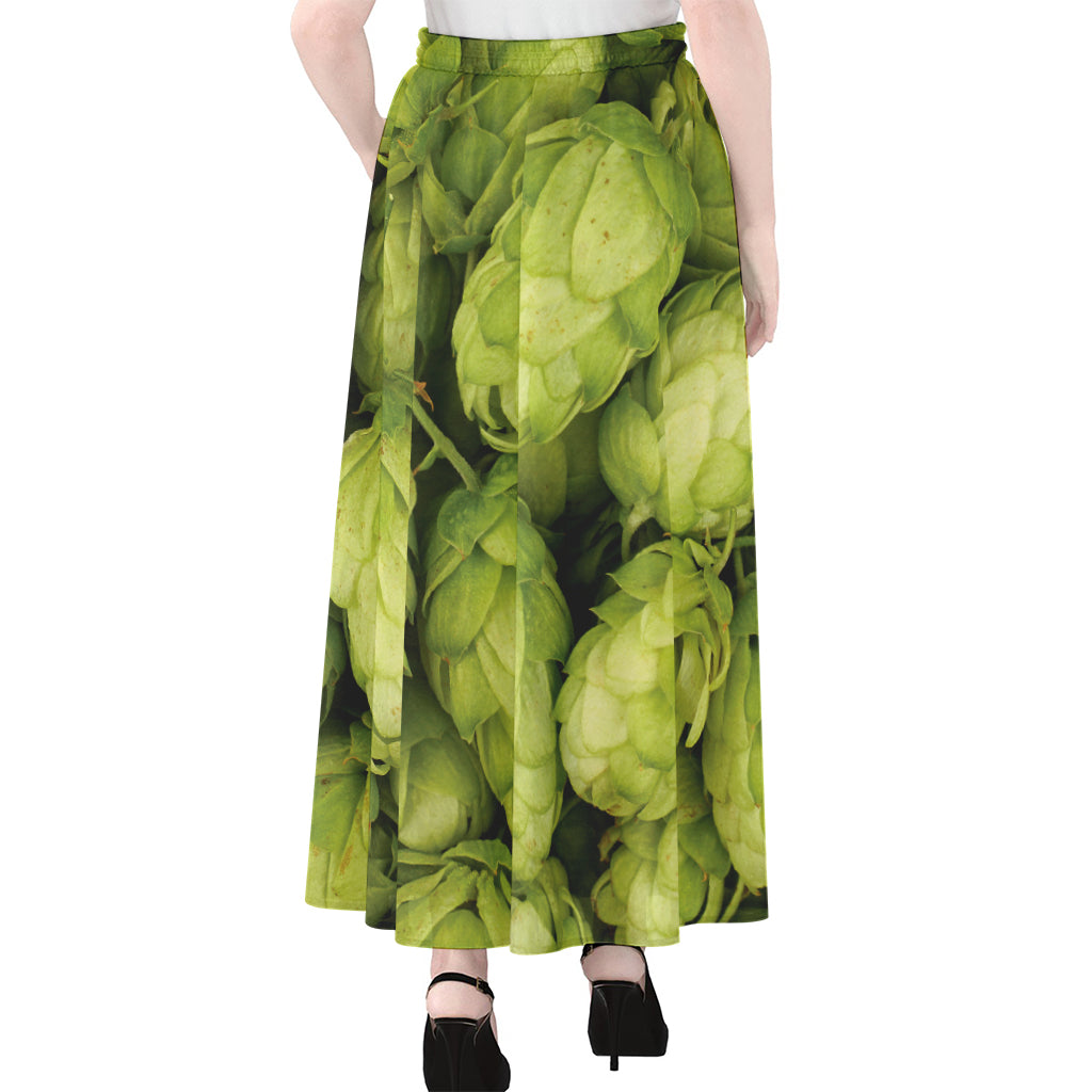 Fresh Hop Cone Print Chiffon Maxi Skirt