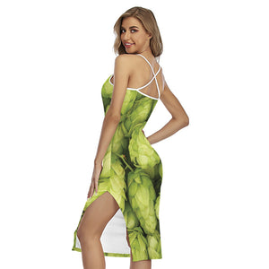 Fresh Hop Cone Print Cross Back Cami Dress