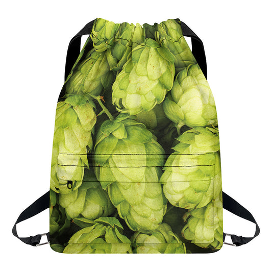 Fresh Hop Cone Print Drawstring Backpack