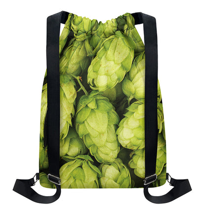 Fresh Hop Cone Print Drawstring Backpack