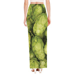 Fresh Hop Cone Print High Slit Maxi Skirt