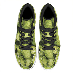 Fresh Hop Cone Print High Top Leather Sneakers