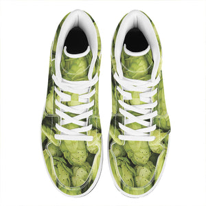 Fresh Hop Cone Print High Top Leather Sneakers