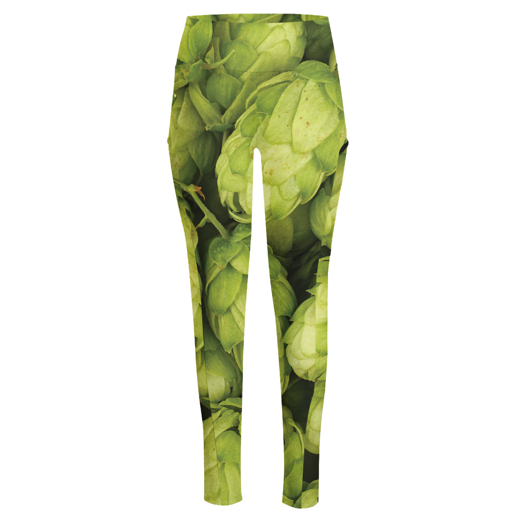 Fresh Hop Cone Print High-Waisted Pocket Leggings