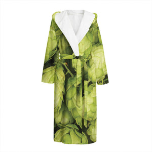 Fresh Hop Cone Print Hooded Bathrobe