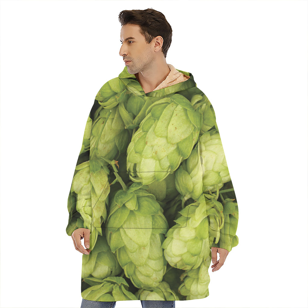 Fresh Hop Cone Print Hoodie Blanket