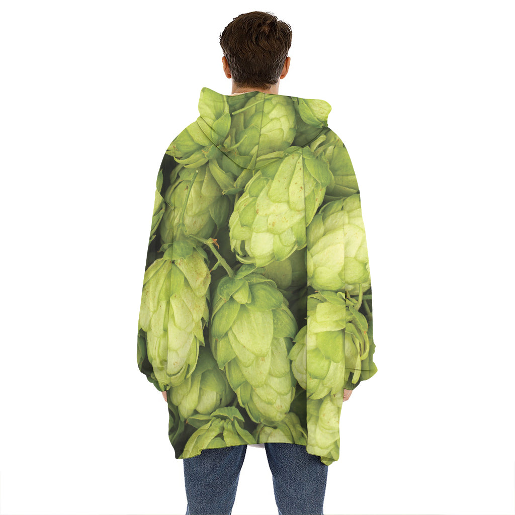 Fresh Hop Cone Print Hoodie Blanket