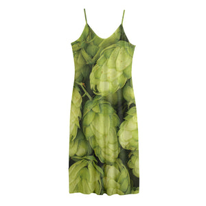 Fresh Hop Cone Print Jersey Midi Cami Dress