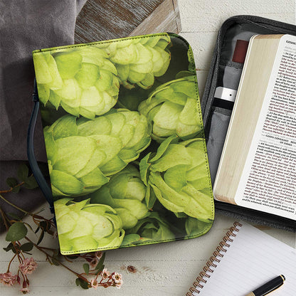 Fresh Hop Cone Print Leather Bible Cover