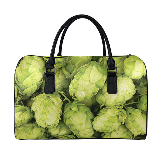 Fresh Hop Cone Print Leather Duffle Bag