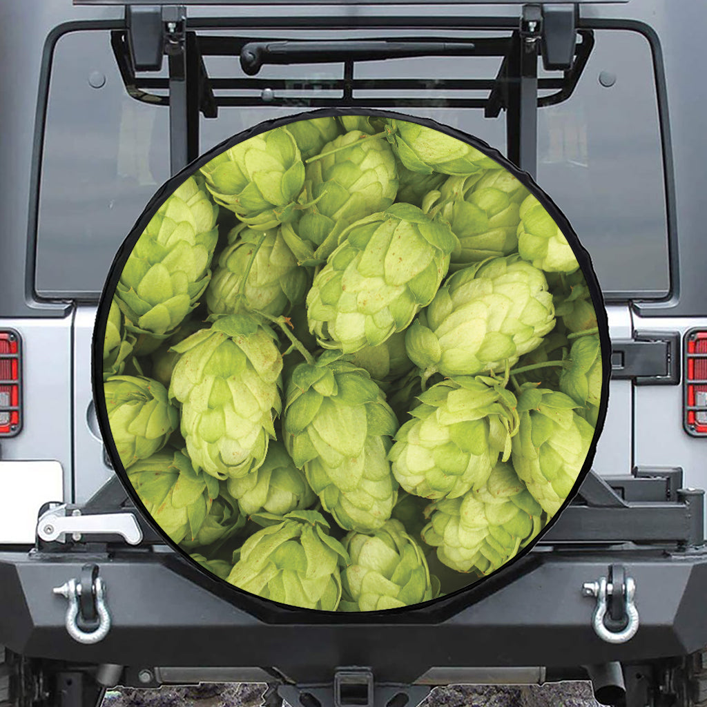 Fresh Hop Cone Print Leather Spare Tire Cover