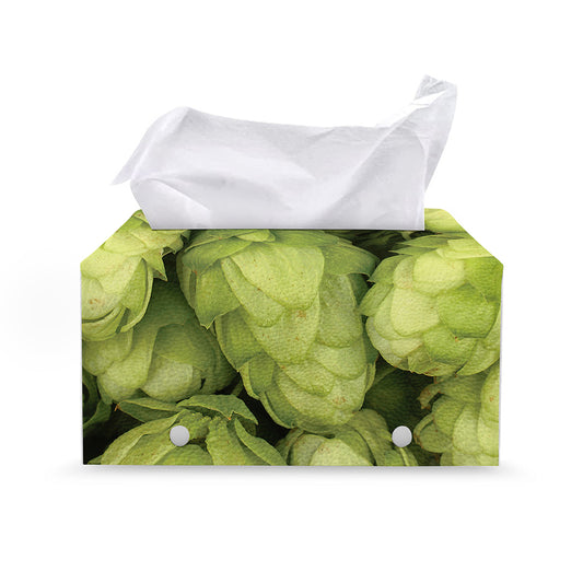 Fresh Hop Cone Print Leather Tissue Box Cover