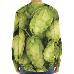 Fresh Hop Cone Print Long Sleeve Baseball Jersey