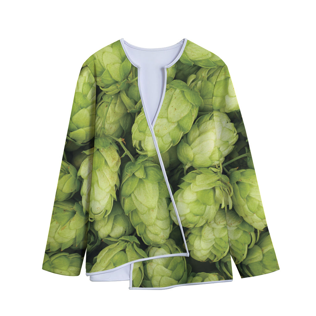 Fresh Hop Cone Print Long Sleeve Short Coat