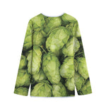 Fresh Hop Cone Print Long Sleeve Short Coat