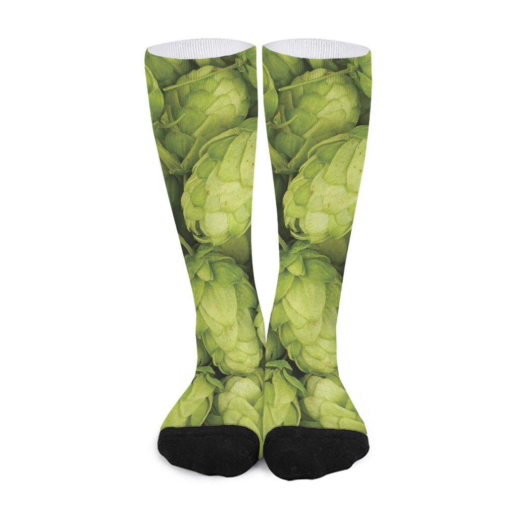 Fresh Hop Cone Print Long Socks