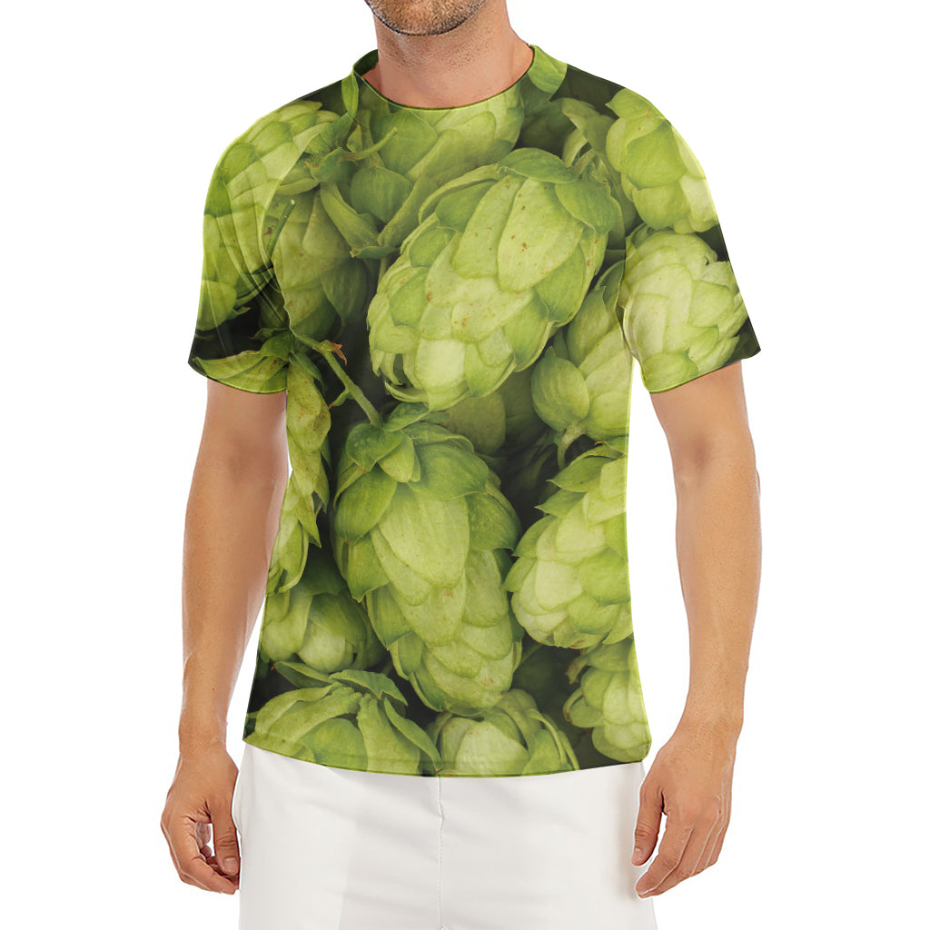 Fresh Hop Cone Print Men's Short Sleeve Rash Guard