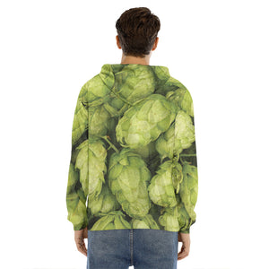 Fresh Hop Cone Print Men's Velvet Pullover Hoodie