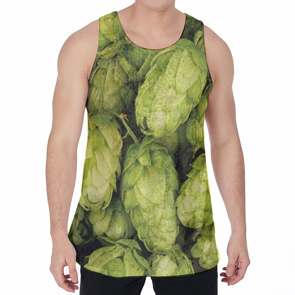 Fresh Hop Cone Print Men's Velvet Tank Top