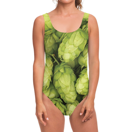 Fresh Hop Cone Print One Piece Swimsuit