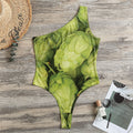 Fresh Hop Cone Print One Shoulder Bodysuit