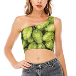 Fresh Hop Cone Print One Shoulder Crop Top