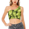 Fresh Hop Cone Print One Shoulder Crop Top