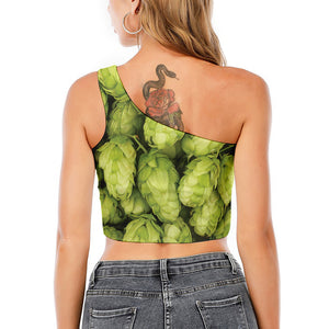 Fresh Hop Cone Print One Shoulder Crop Top