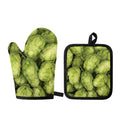 Fresh Hop Cone Print Oven Mitt And Pot Holder Set