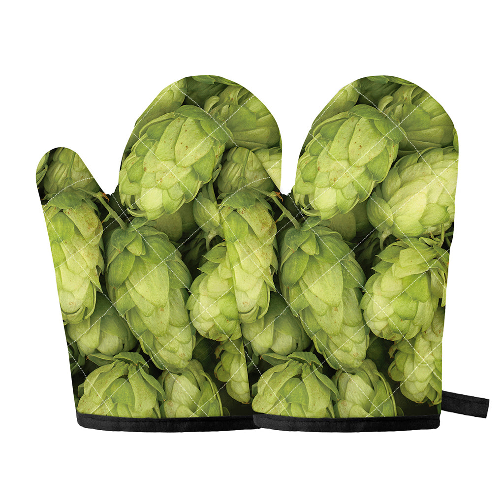 Fresh Hop Cone Print Oven Mitts