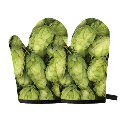 Fresh Hop Cone Print Oven Mitts