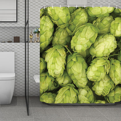 Fresh Hop Cone Print Polyester Shower Curtain