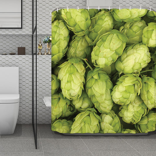 Fresh Hop Cone Print Polyester Shower Curtain