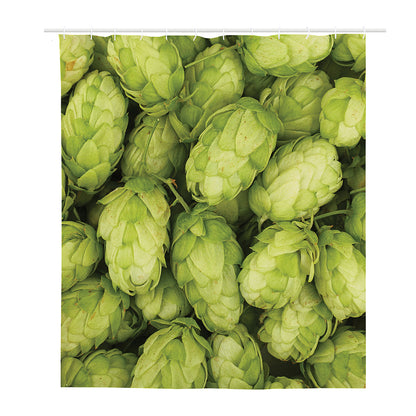Fresh Hop Cone Print Polyester Shower Curtain