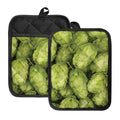 Fresh Hop Cone Print Pot Holders With Pocket