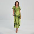 Fresh Hop Cone Print Short Sleeve Maxi Dress