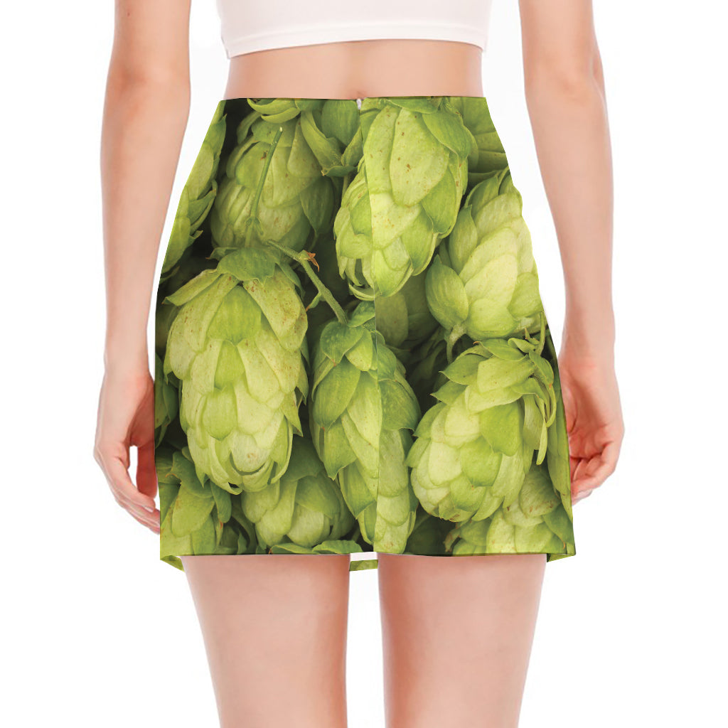 Fresh Hop Cone Print Side Slit Mini Skirt